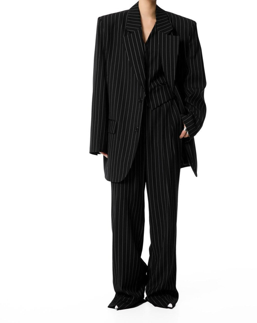 【PAPERMOON ペーパームーン】SS / Wide Pin Stripe Set Up Suit Single Blazer