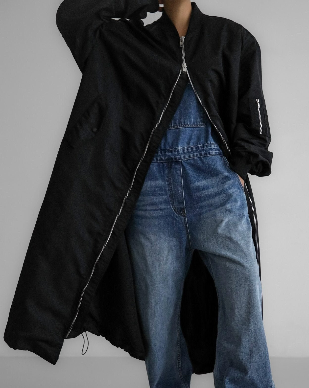 【PAPERMOON ペーパームーン】SS / Oversized Maxi Length Two way Zipped Detail MA - 1 Bomber Coat