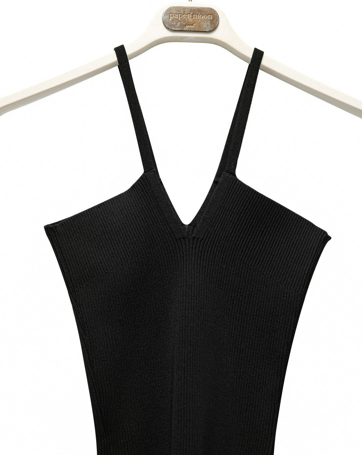 【PAPERMOON ペーパームーン】SS / V - Line Strap Ribbed Knit Sleeveless Top