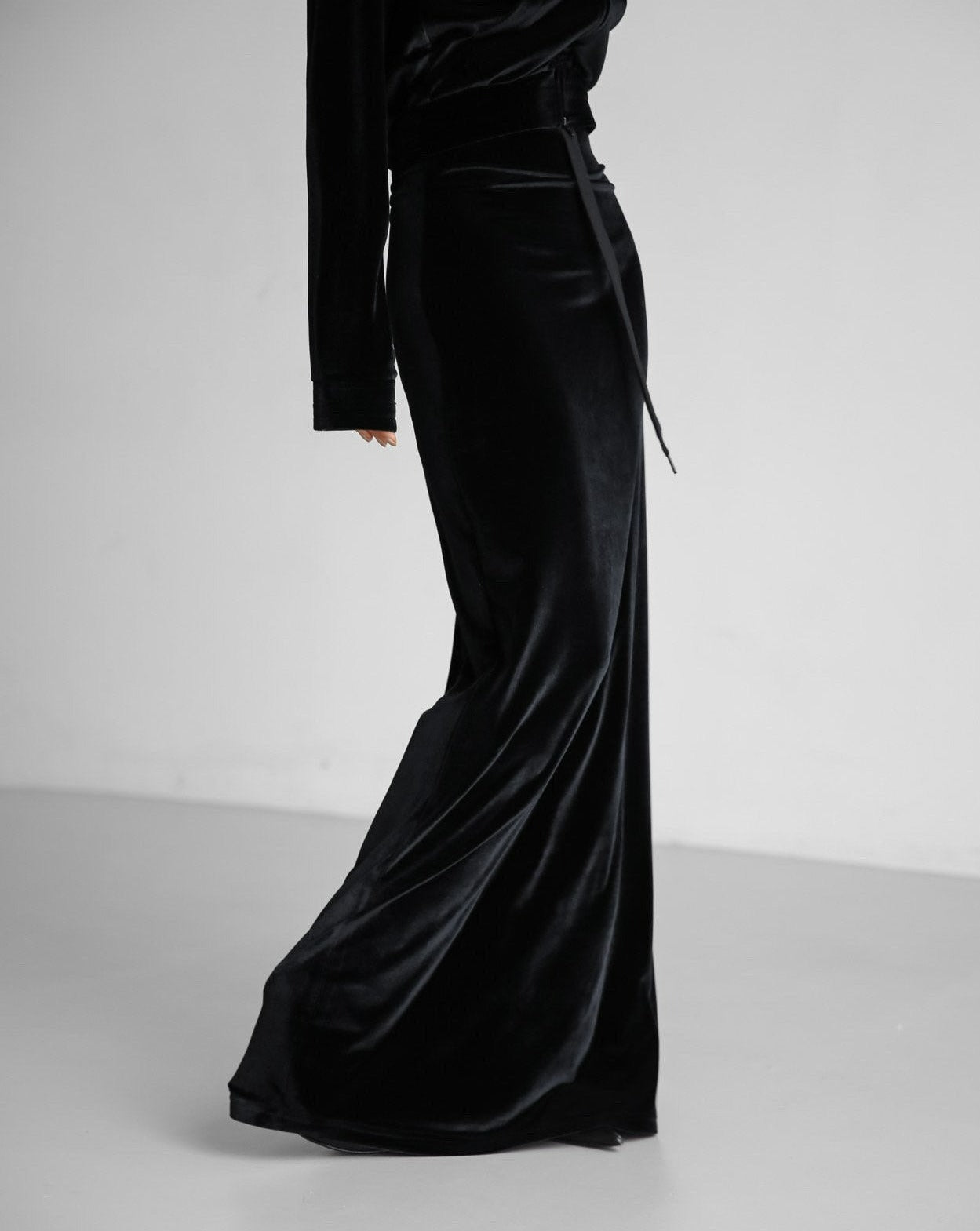 【即納】【PAPERMOON ペーパームーン】AW / Velvet Banded Maxi Pencil Skirt