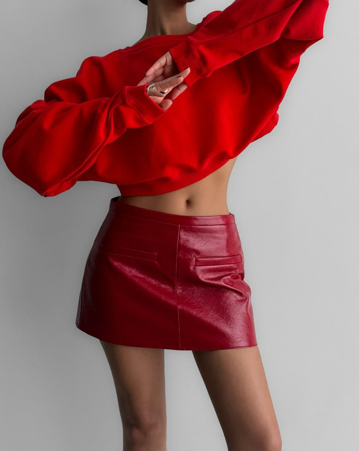 [PAPERMOON] SS / Crinkle Patent Vegan Leather Mini Skirt