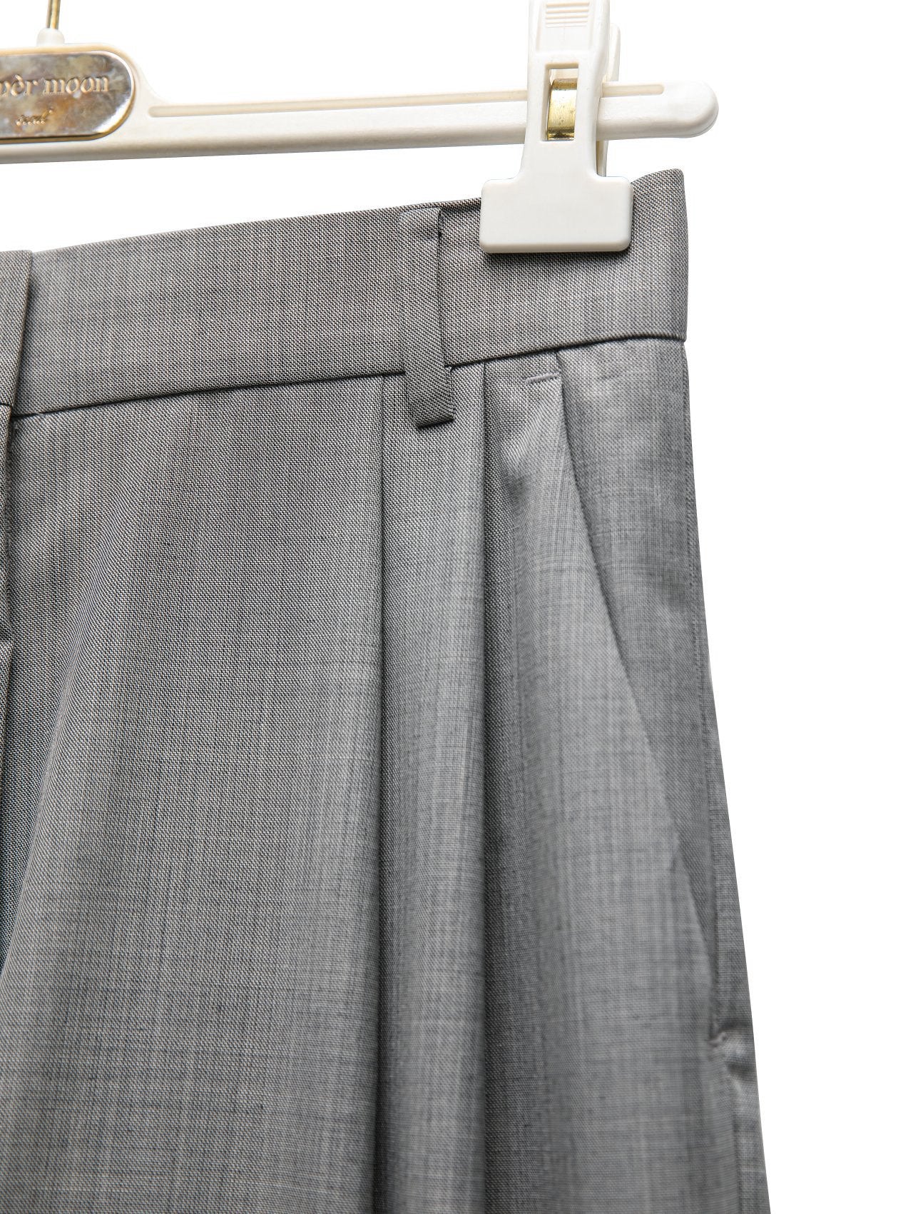 [PAPERMOON] SS / Sharkskin Fabric Pin Tuck Set Up Wide Trousers