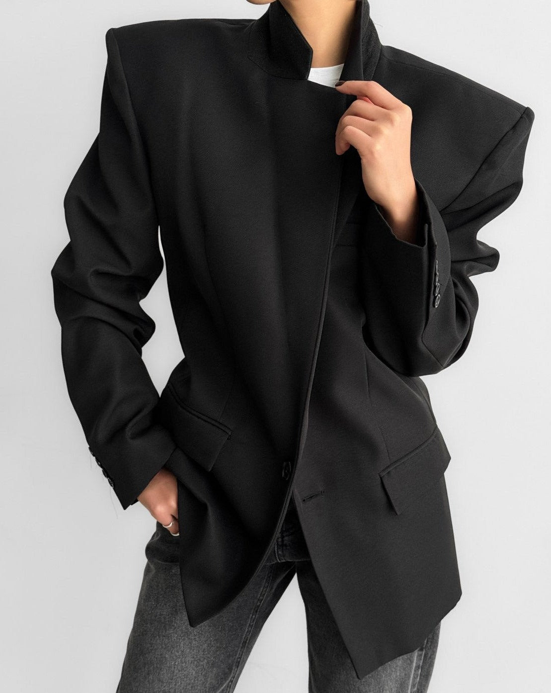 【PAPERMOON ペーパームーン】SS / Square Shoulder Oversized Twill Blazer