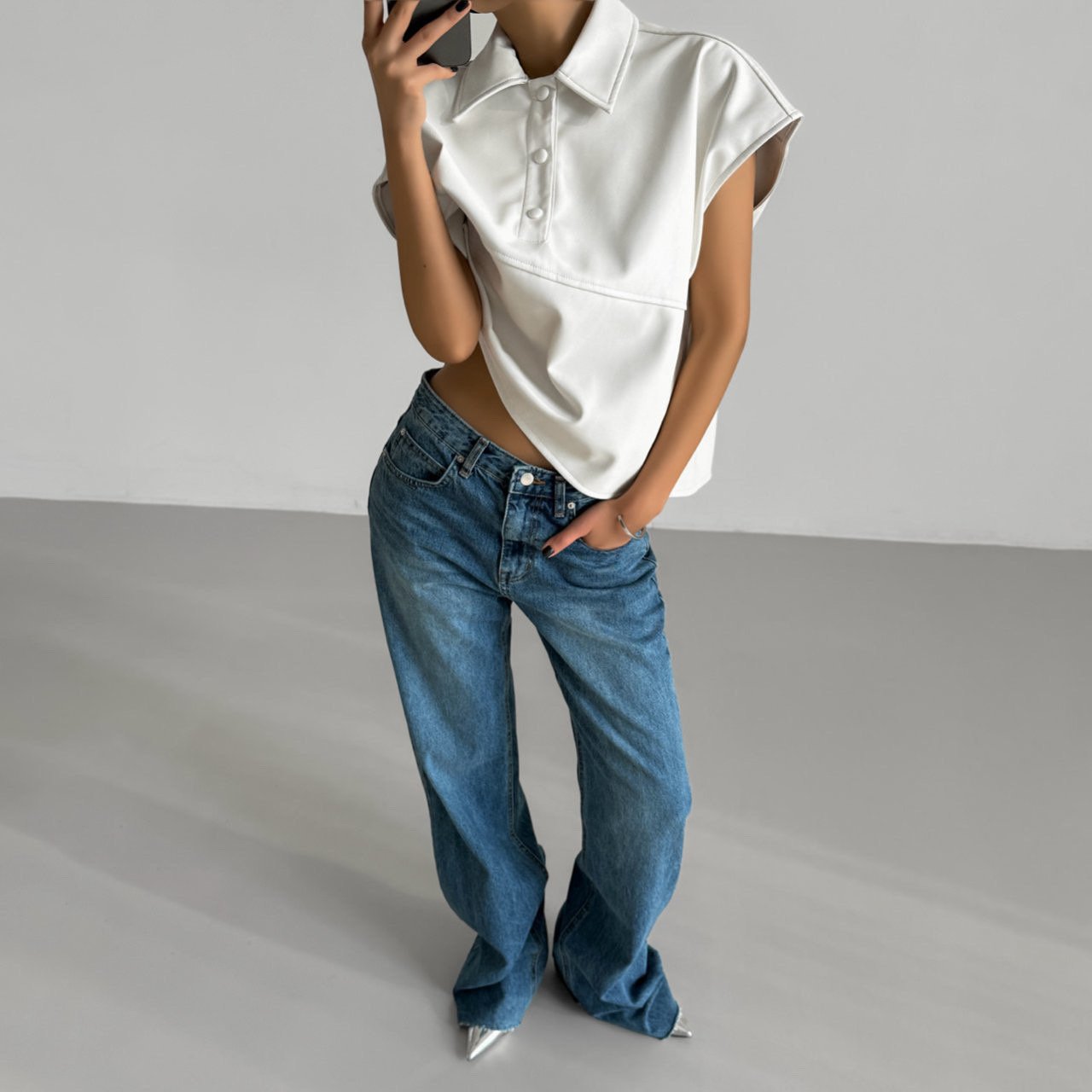 【PAPERMOON ペーパームーン】SS / Classic Raw - Cut Wide Fit Mid Blue Jeans