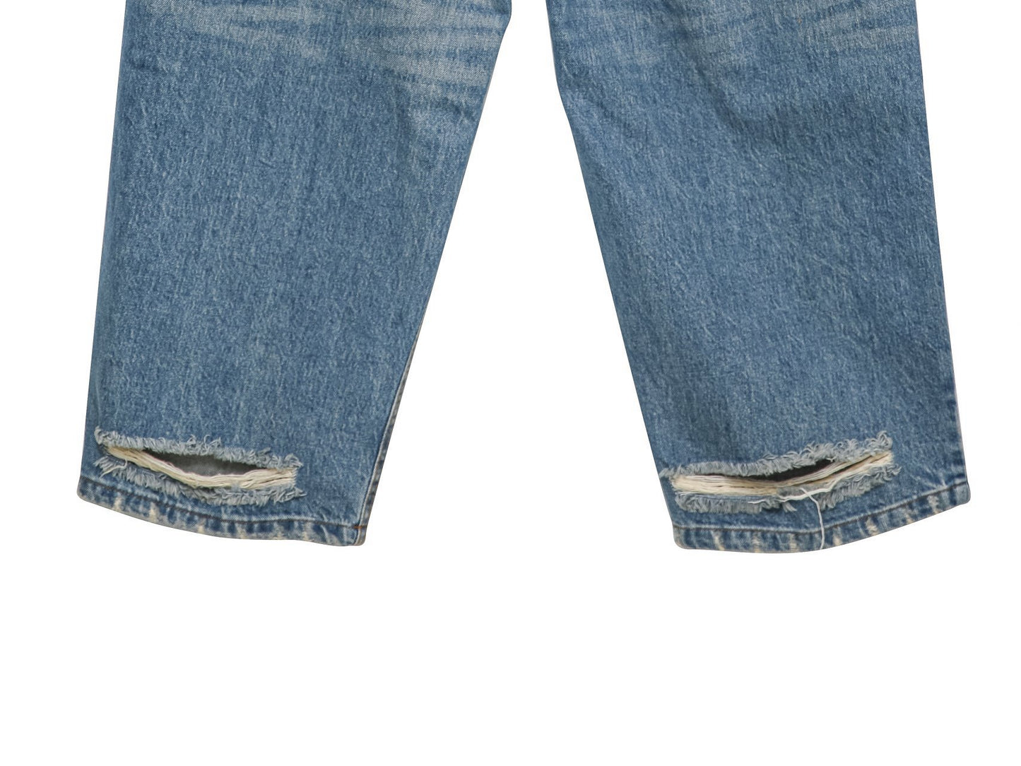 [PAPERMOON] SS / Vintage Blue Distressed Damage Wash Wide-Leg Jeans