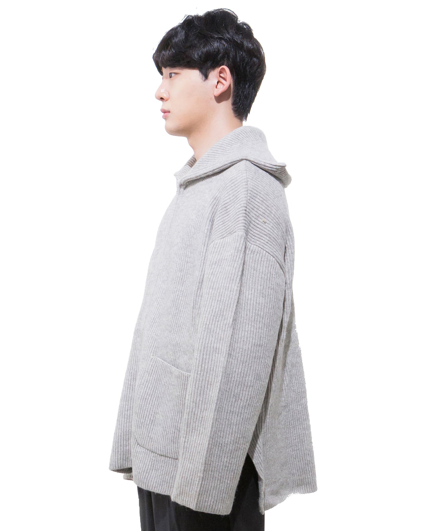 Long neck driver's knit -GRAY