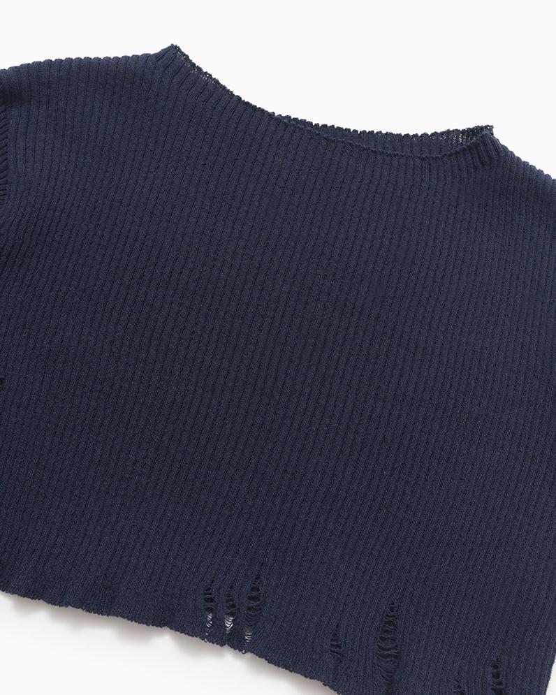 【Love You So Much】Boat Neck Cropped Knit