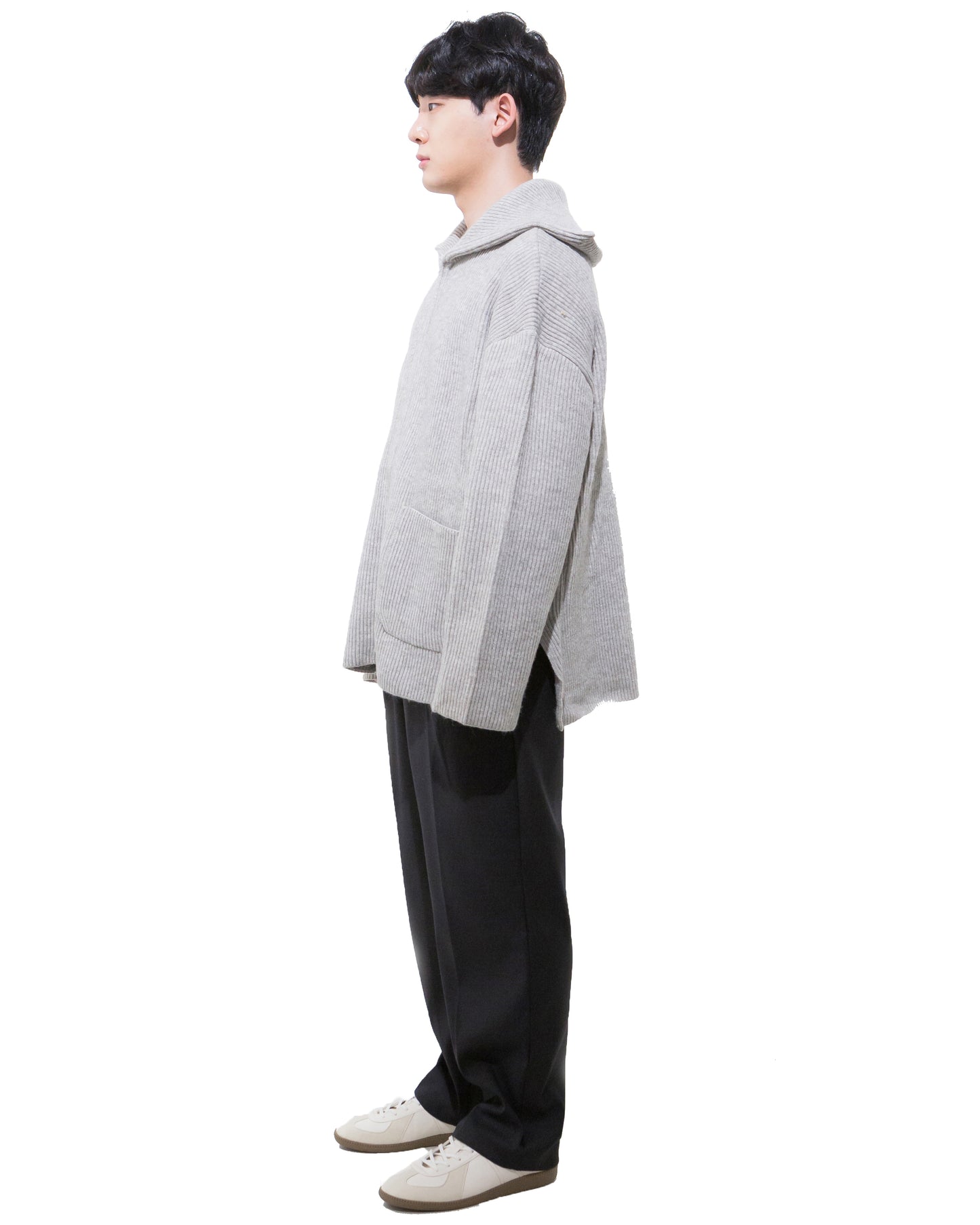 Long neck driver's knit -GRAY